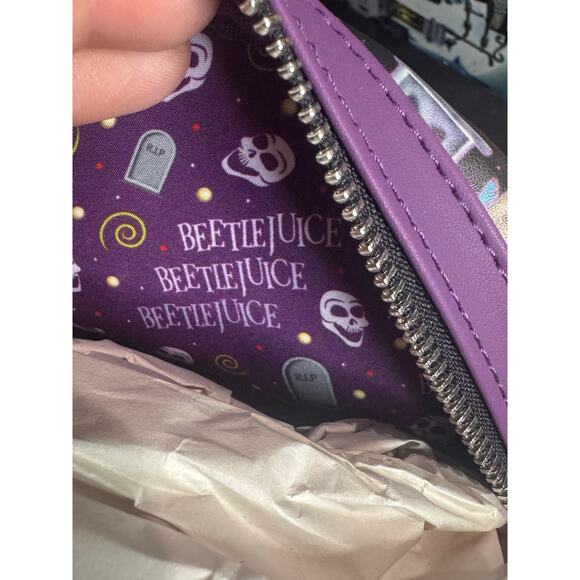 Loungefly Beetlejuice Icons Mini Backpack All Over Print NWT Purple AOP main image 5